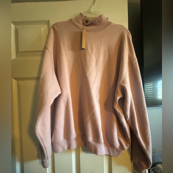 NWT SKIMS COTTON FLEECE MOCK NECK PULLOVER - Picture 3 of 4